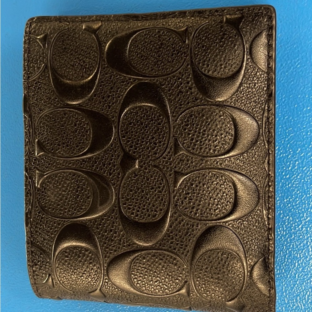Coach Embossed Black Leather Card Holder